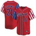 Ndoa P.Pirates #21 Roberto Clemente Player Red 2025 Independence Day Vapor Premier Limited Stitched Jerseys