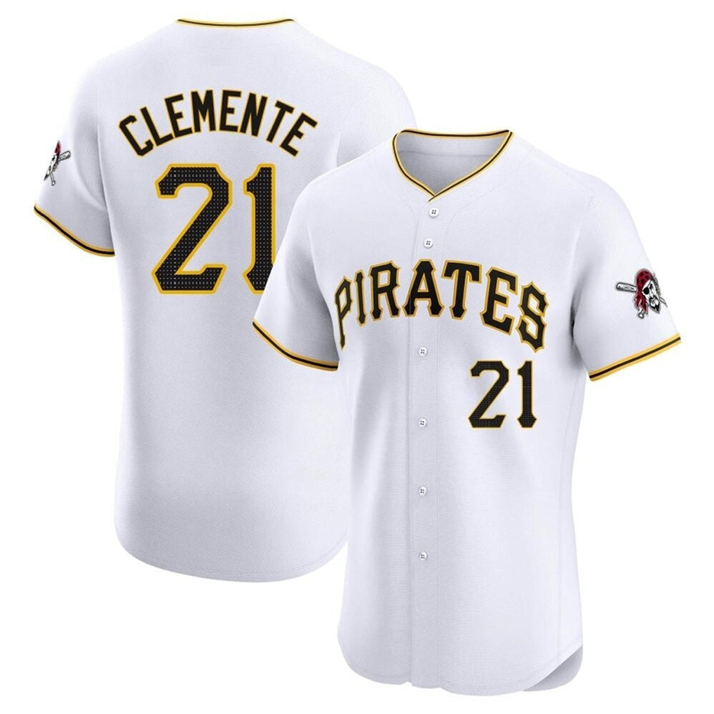 Ndoa P.Pirates #21 Roberto Clemente Player White Home Limited Elite Stitched Jerseys