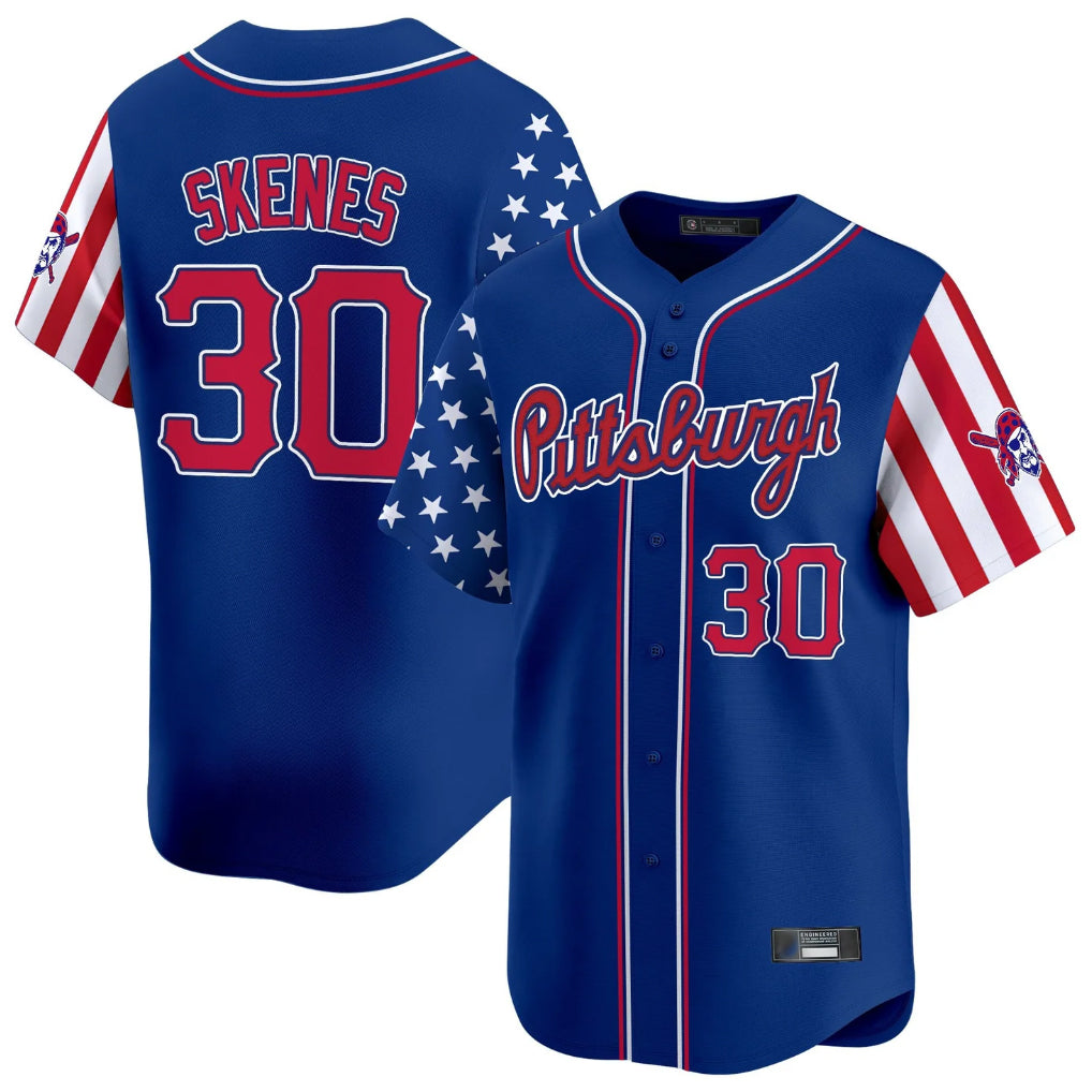 Ndoa P.Pirates #30 Paul Skenes Player Royal 2025 Independence Day Vapor Premier Limited Stitched Jerseys