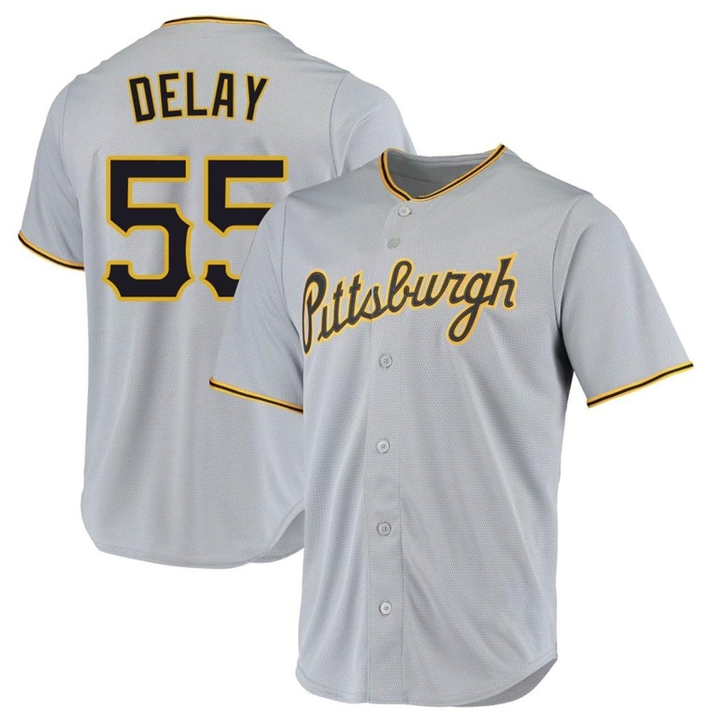 Ndoa P.Pirates #55 Jason Delay Player Gray Road Home Game Stitched Jerseys
