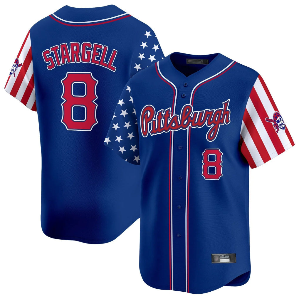 Ndoa P.Pirates #8 Willie Stargell Player Royal 2025 Independence Day Vapor Premier Limited Stitched Jerseys