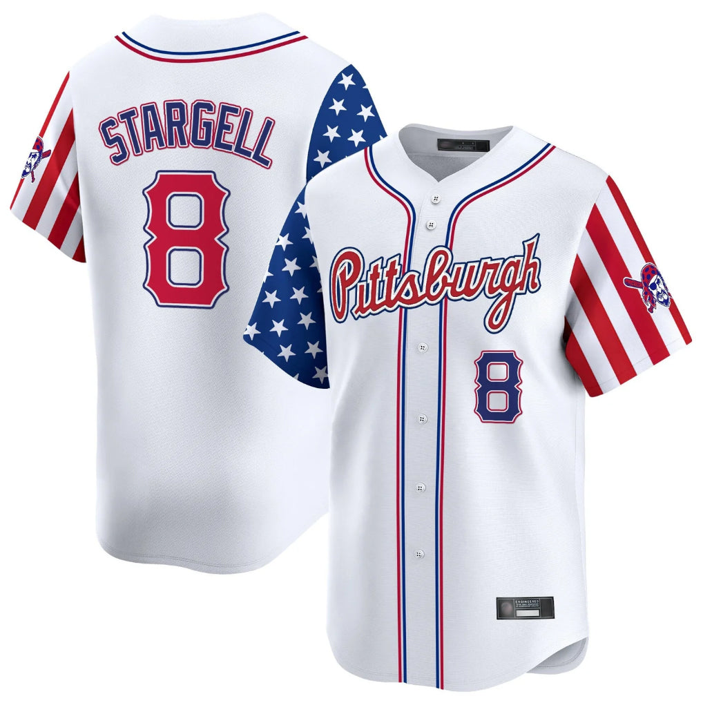 Ndoa P.Pirates #8 Willie Stargell Player White 2025 Independence Day Vapor Premier Limited Stitched Jerseys