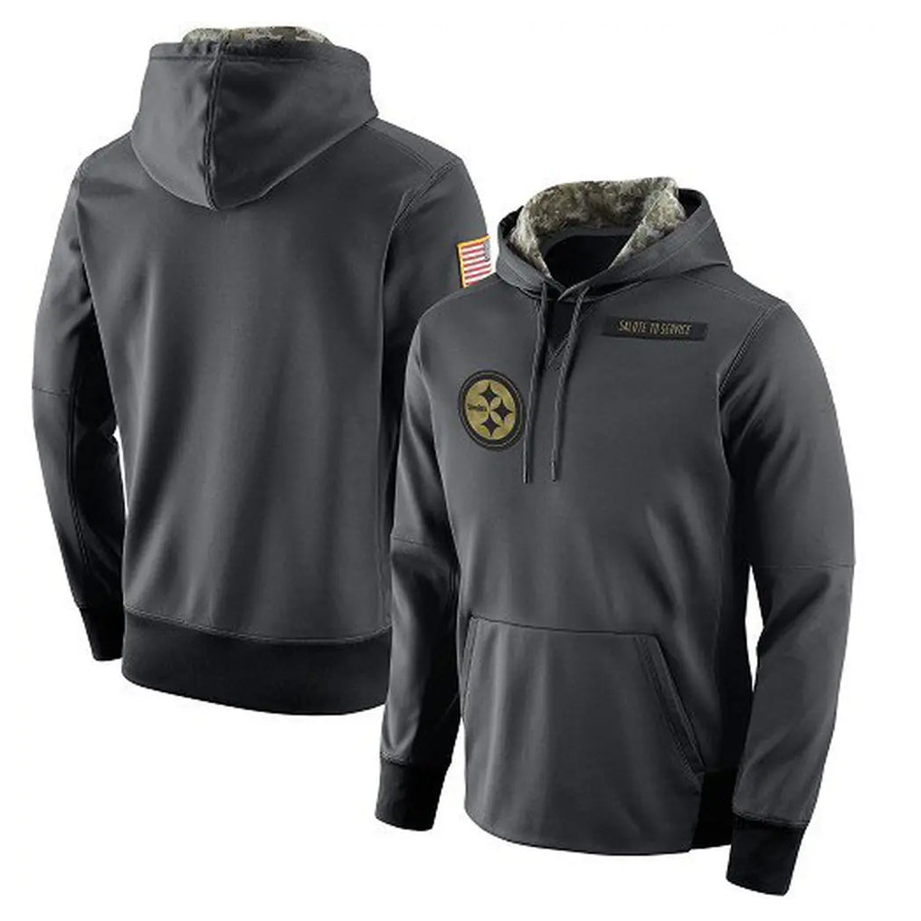 Ndoa P.Steelers Gray Pullover Hoodies Limited Blank Player Stitched Jerseys