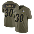 Ndoa P.Steelers #30 Jaylen Warren Player Olive 2025 Salute To Service Limited Home Game Stitched Jerseys