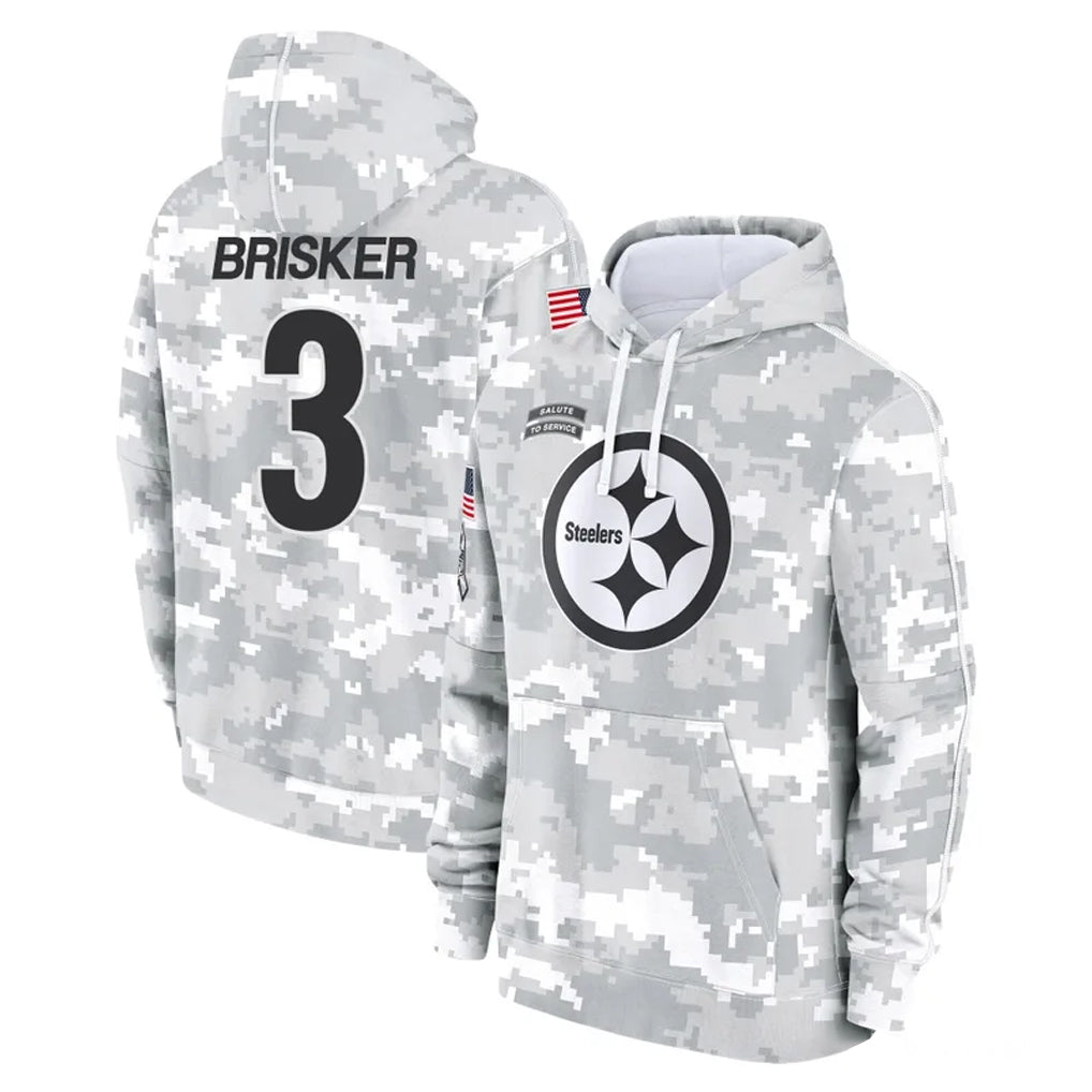 Ndoa P.Steelers #3 Jaquan Brisker Player Arctic Camo Limited Salute to Service Pullover Hoodies Game Stitched Jerseys
