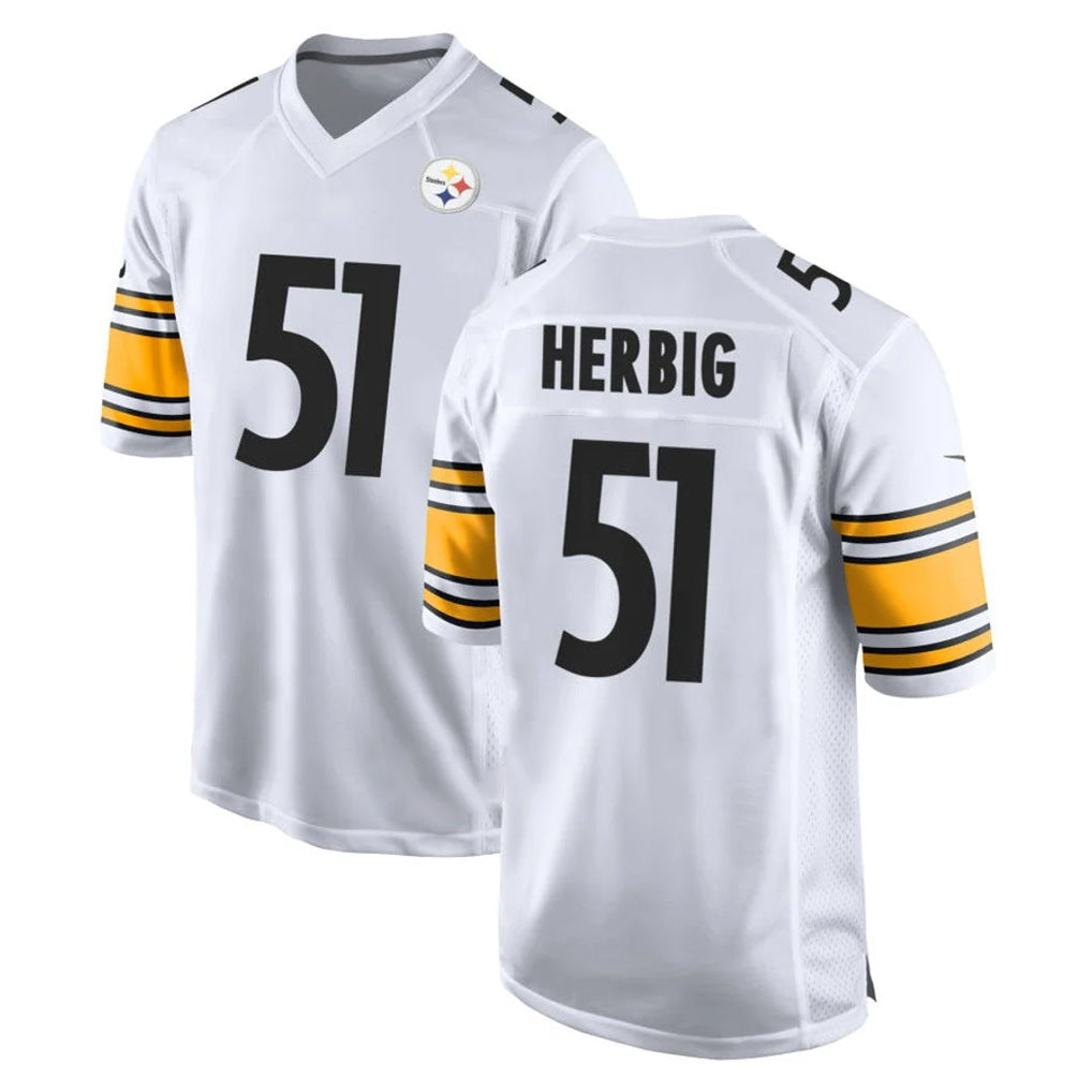 Ndoa P.Steelers #51 Nick Herbig Player White Home Game Stitched Jerseys