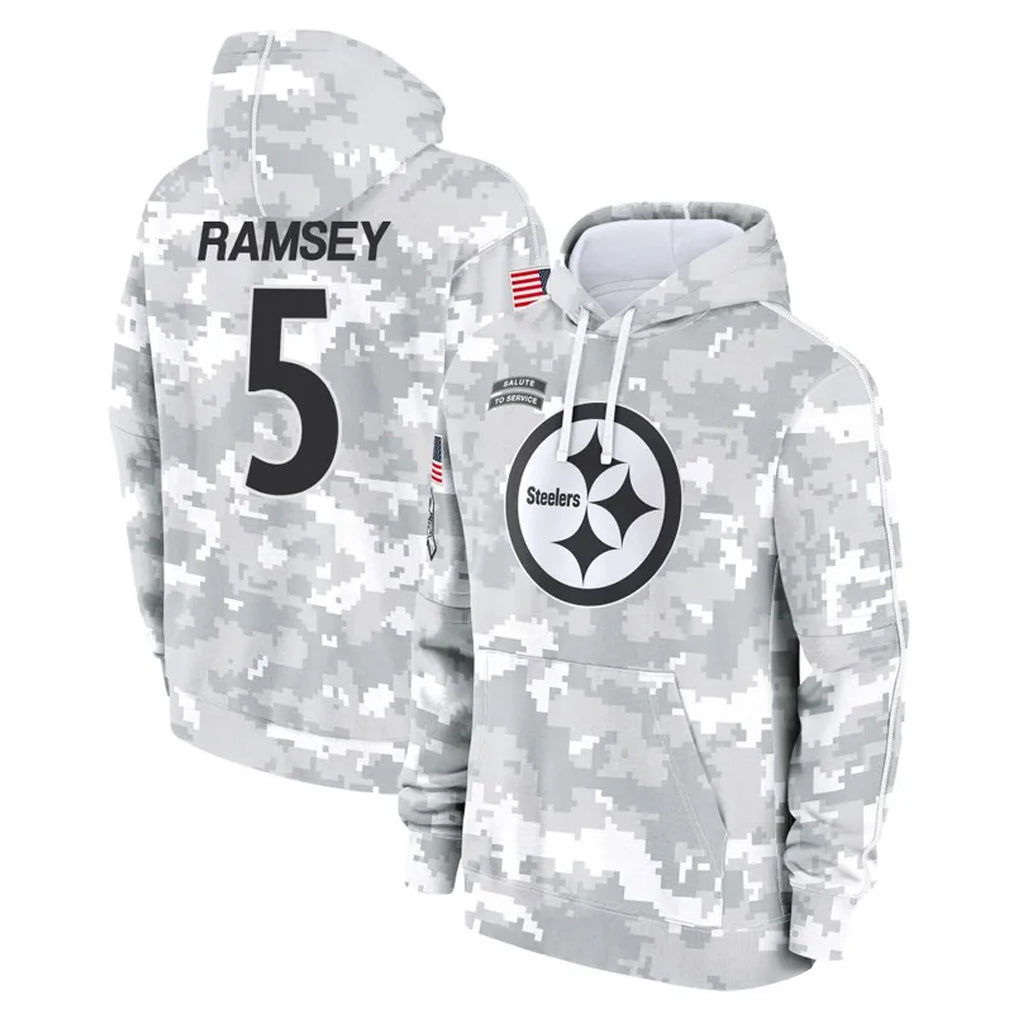 Ndoa P.Steelers #5 Jalen Ramsey Player Arctic Camo Limited Salute to Service Pullover Hoodies Game Stitched Jerseys