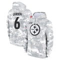 Ndoa P.Steelers #6 Patrick Queen Player Arctic Camo Limited Salute to Service Pullover Hoodies Game Stitched Jerseys