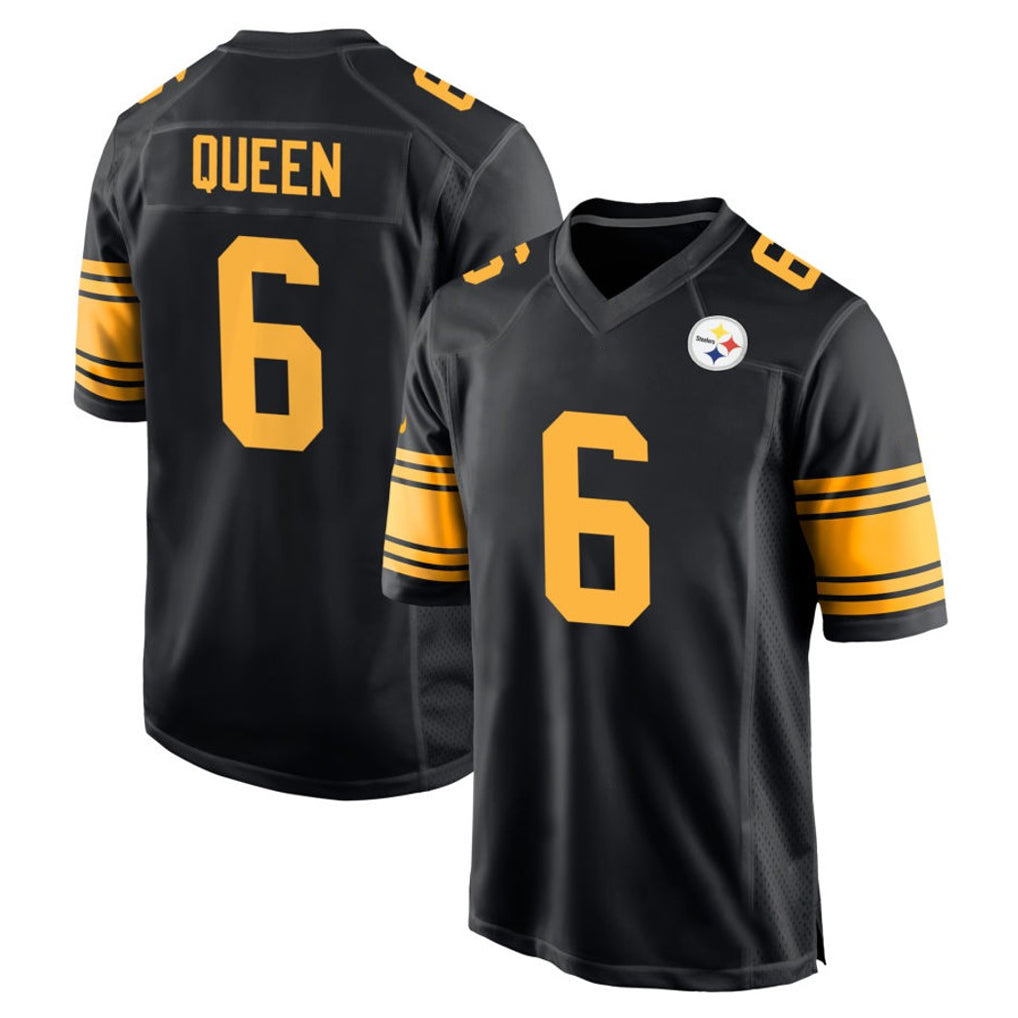 Ndoa P.Steelers #6 Patrick Queen Player Black Color Rush Home Game Stitched Jerseys