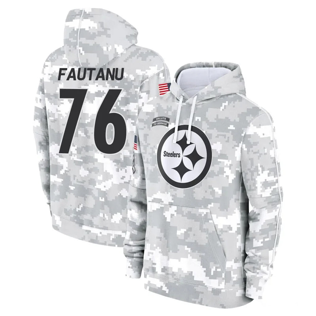Ndoa P.Steelers #76 Troy Fautanu Player Arctic Camo Limited Salute to Service Pullover Hoodies Game Stitched Jerseys