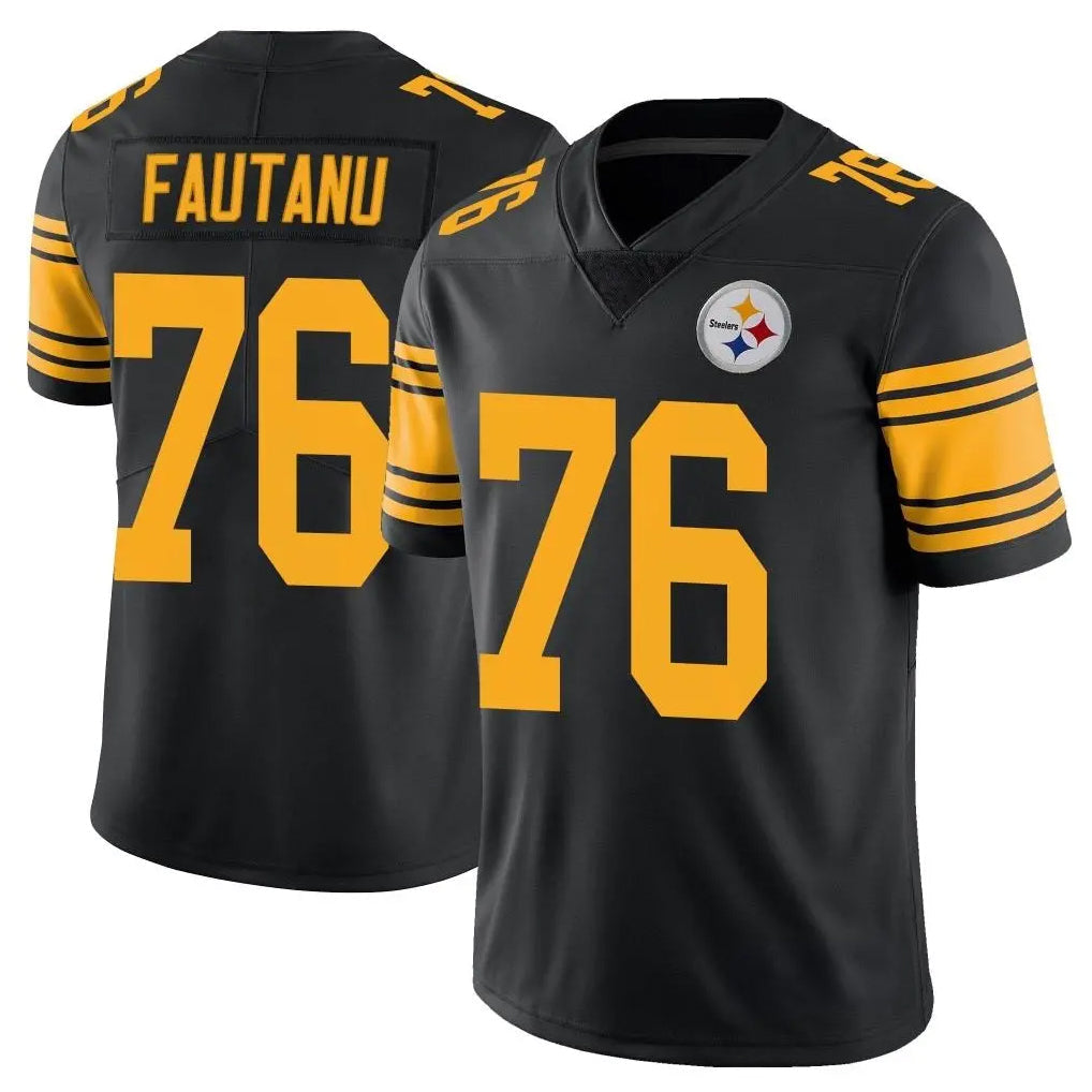 Ndoa P.Steelers #76 Troy Fautanu Player Black Limited Color Rush Home Game Stitched Jerseys
