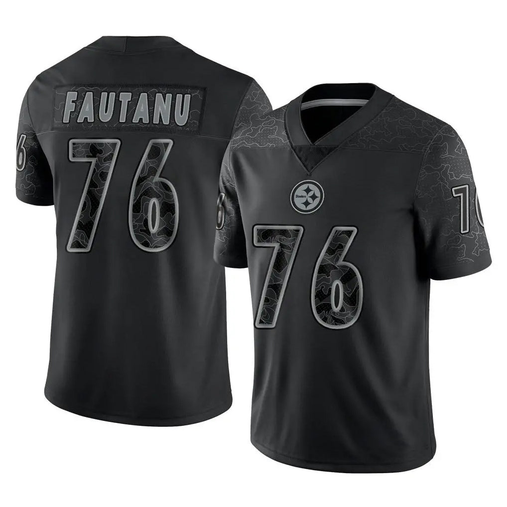 Ndoa P.Steelers #76 Troy Fautanu Player Black Reflective Limited Home Game Stitched Jerseys