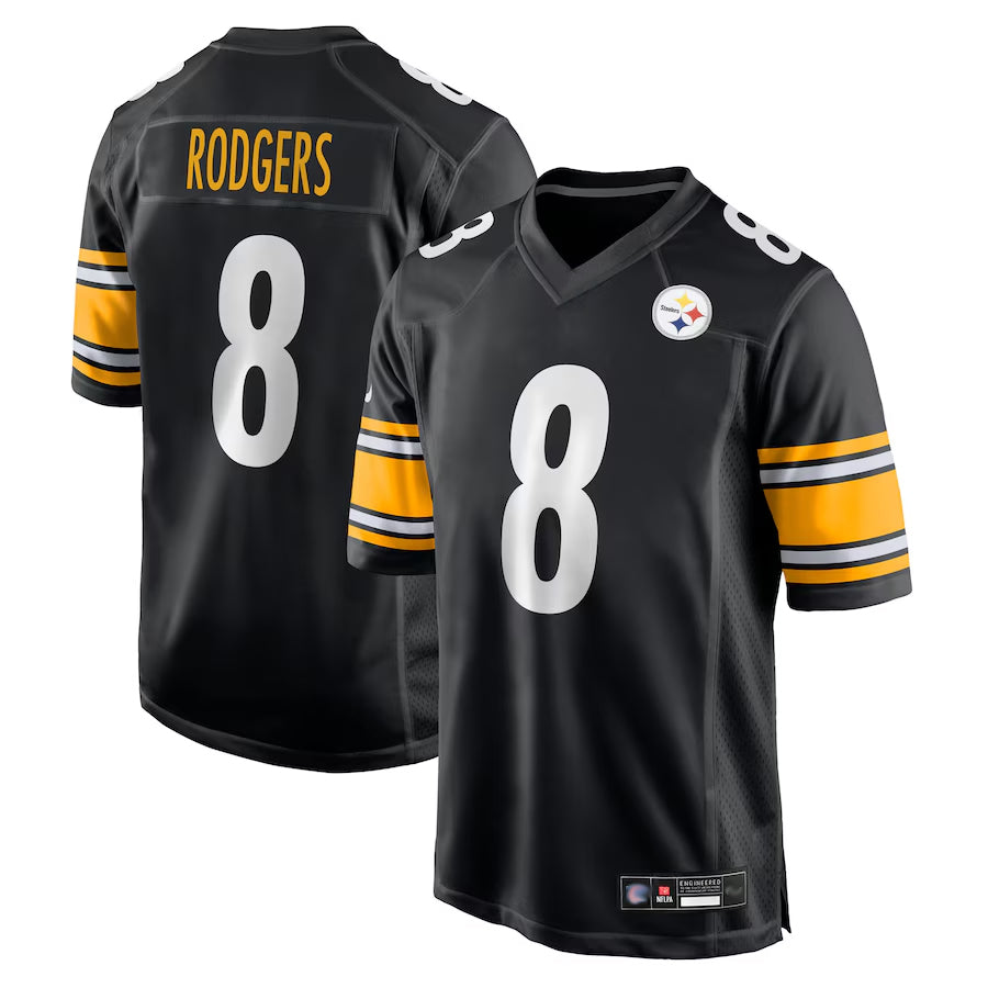 Ndoa P.Steelers #8 Aaron Rodgers Player Black Replica Game Stitched Jerseys