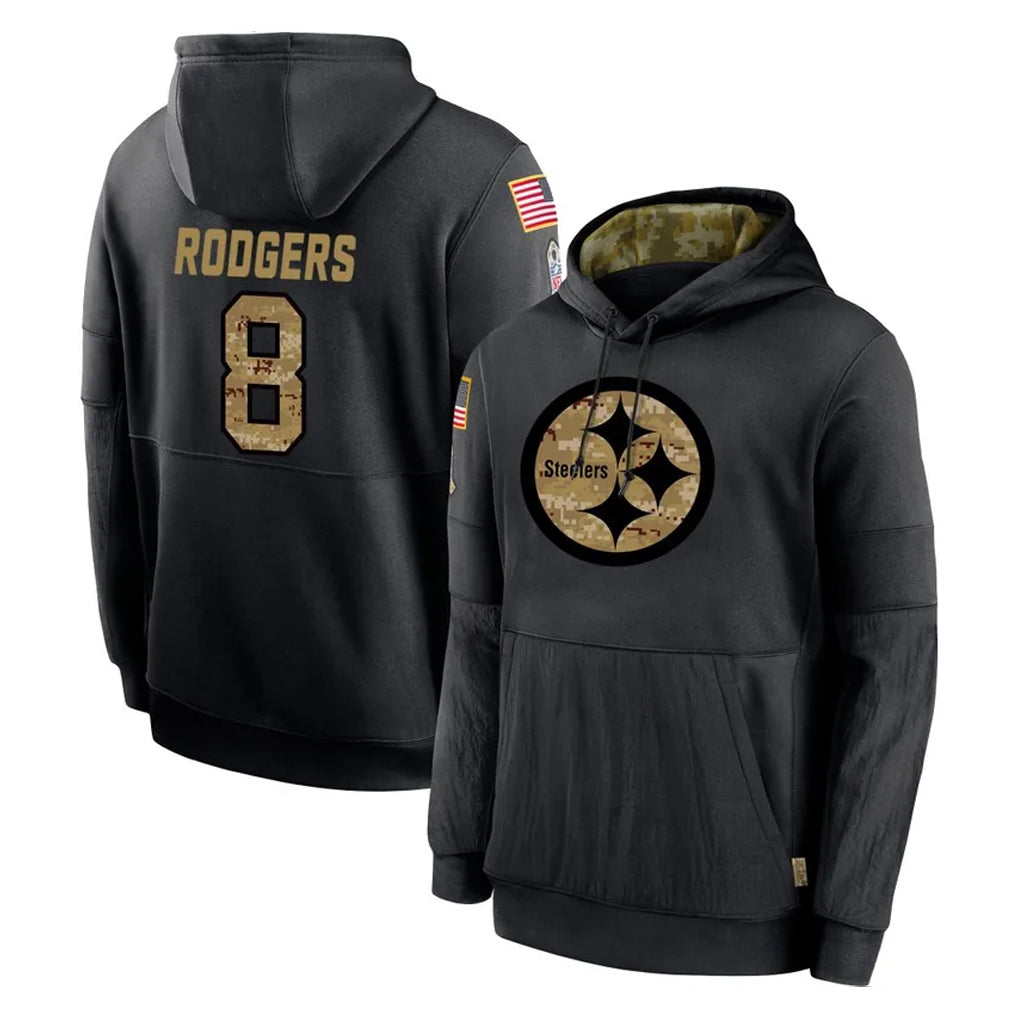 Ndoa P.Steelers #8 Aaron Rodgers Player Black Salute to Service Hoodies Limited Game Stitched Jerseys