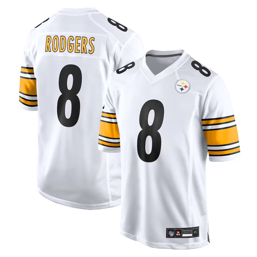 Ndoa P.Steelers #8 Aaron Rodgers Player White Replica Game Stitched Jerseys