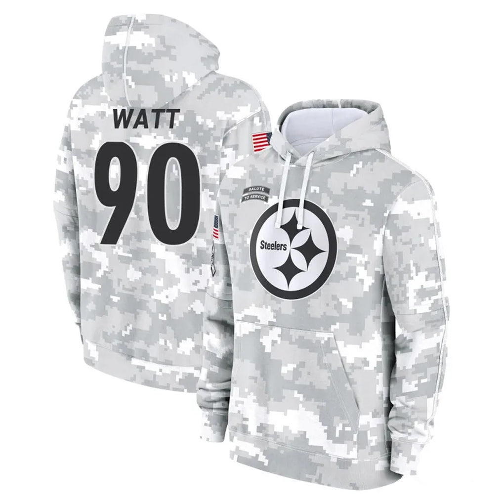 Ndoa P.Steelers #90 T.J. Watt Player Arctic Camo Limited Salute to Service Pullover Hoodies Game Stitched Jerseys