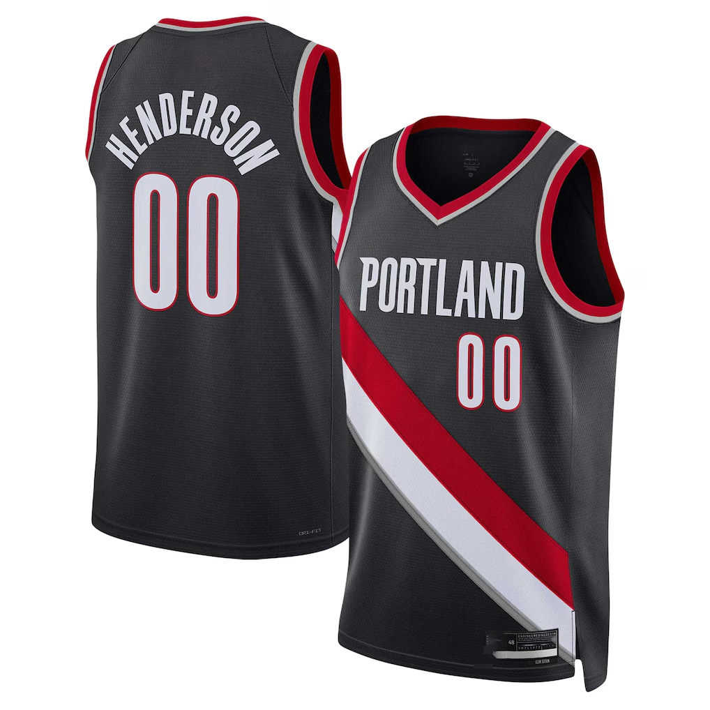 Ndoa PT.Blazers #00 Scoot Henderson Black 2023 NBA Draft Swingman Jerseys - Icon Edition