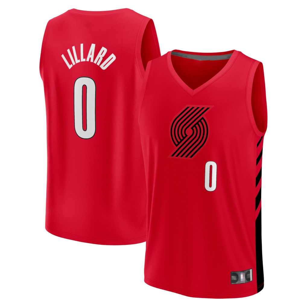 Ndoa PT.Blazers #0 Damian Lillard Fanatics Red Fast Break Replica Jerseys - Statement Edition