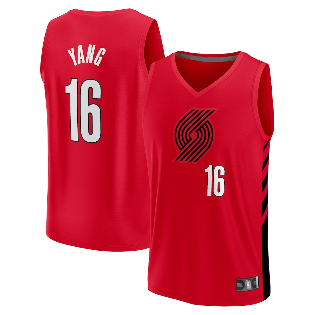 Ndoa PT.Blazers #16 Yang Hansen Fanatics Red Fast Break Replica Jerseys - Statement Edition