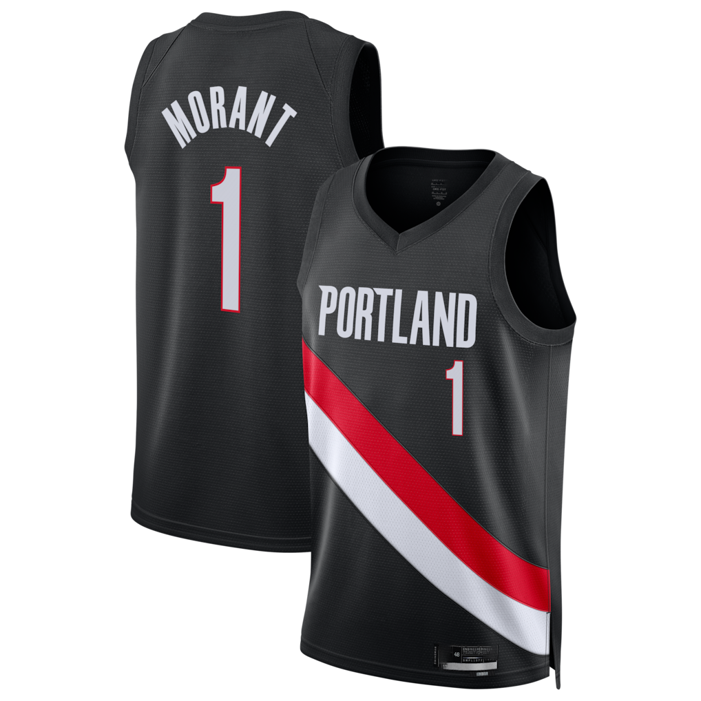 Ndoa PT.Blazers #1 Ja Morant Black Swingman Jerseys - Icon Edition