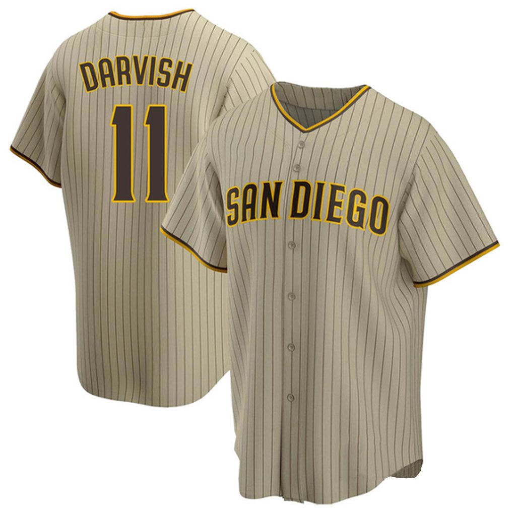 Ndoa S.Diego Padres #11 Yu Darvish Player Khaki Home Game Stitched Jerseys