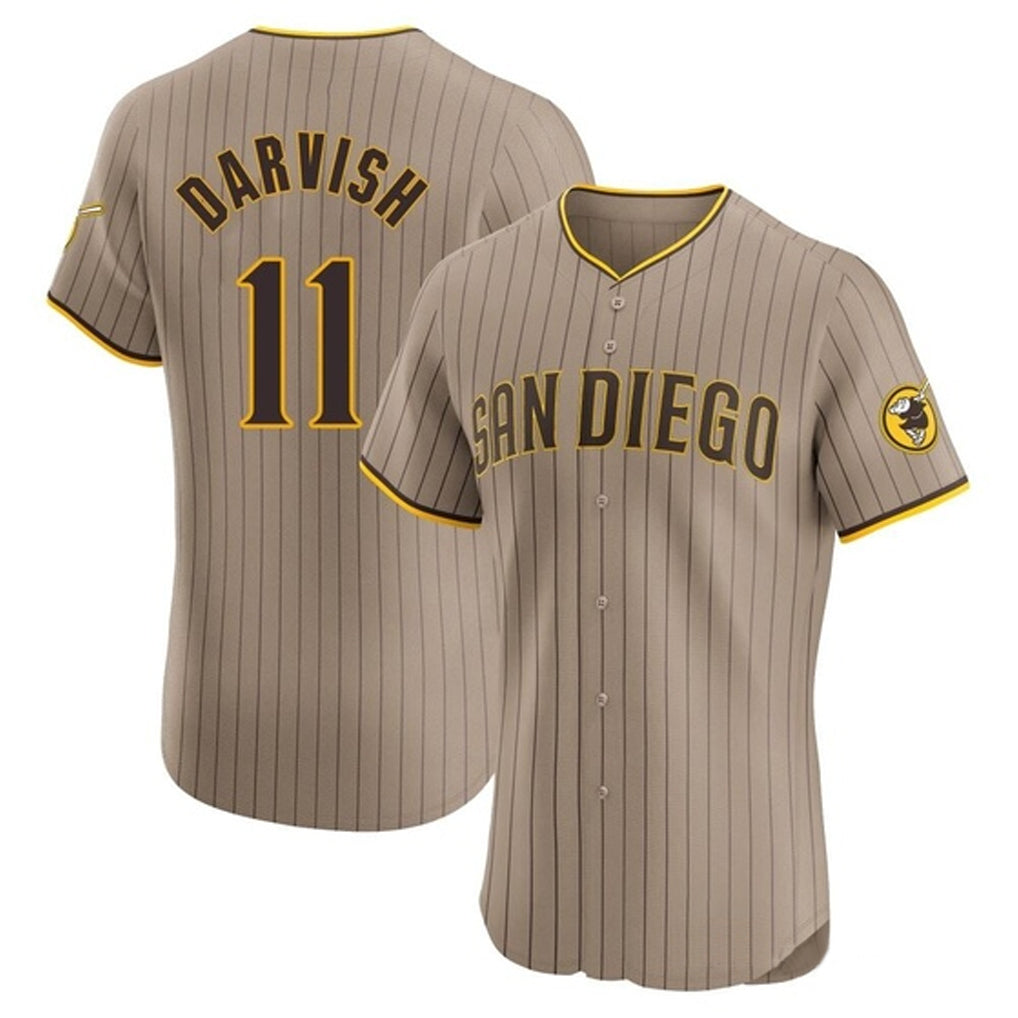 Ndoa S.Diego Padres #11 Yu Darvish Player Khaki Home Limited Elite Stitched Jerseys