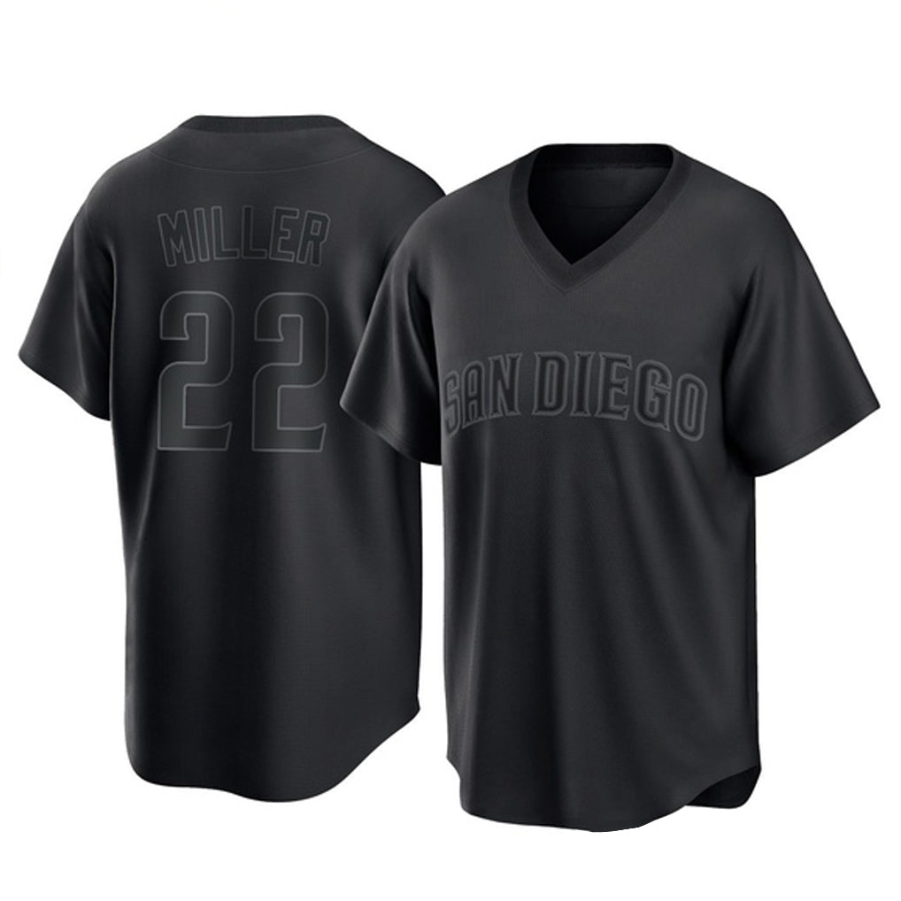 Ndoa S.Diego Padres #22 Mason Miller Player Black Pitch Fashion Game T-shirt Stitched Jerseys