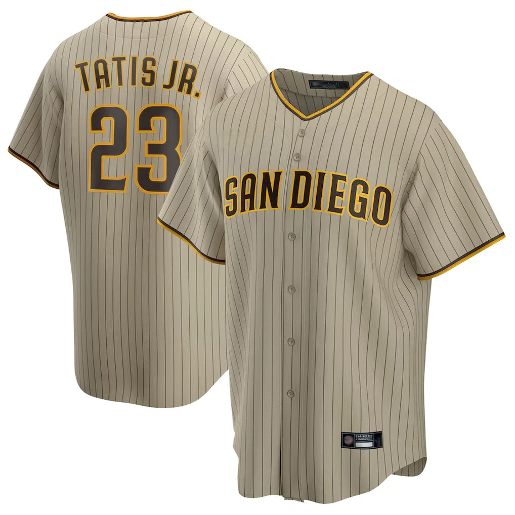 Ndoa S.Diego Padres #23 Fernando Tatis Jr Player Khaki Home Game Stitched Jerseys
