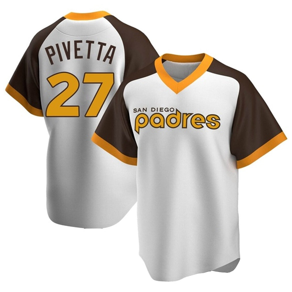 Ndoa S.Diego Padres #27 Nick Pivetta Player White Home Cooperstown Collection Replica Game Stitched Jerseys