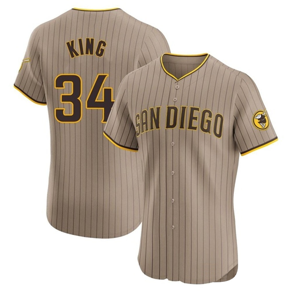 Ndoa S.Diego Padres #34 Michael King Player Khaki Home Limited Elite Stitched Jerseys