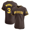 Ndoa S.Diego Padres #3 Jackson Merrill Player Brown Home Limited Elite Stitched Jerseys