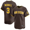 Ndoa S.Diego Padres #3 Jackson Merrill Player Brown Home Limited Stitched Jerseys