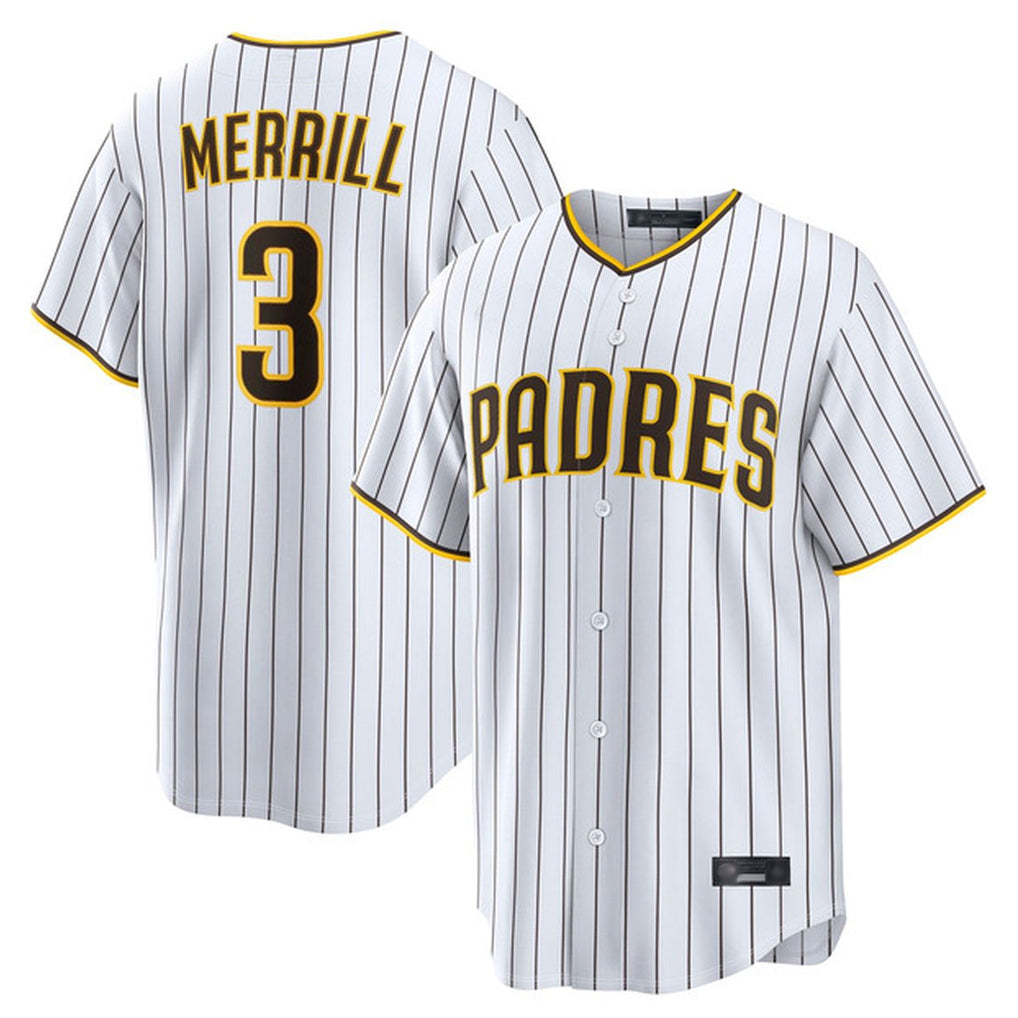 Ndoa S.Diego Padres #3 Jackson Merrill Player White Cooperstown Collection Home Game Stitched Jerseys