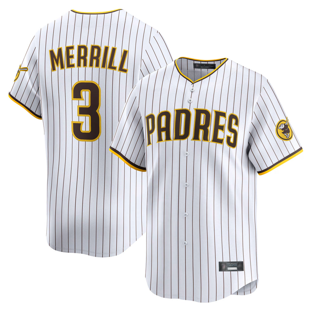 Ndoa S.Diego Padres #3 Jackson Merrill Player White Home Limited Stitched Jerseys