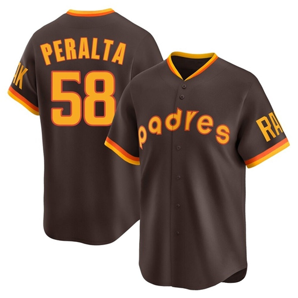 Ndoa S.Diego Padres #58 Wandy Peralta Player Brown Home Cooperstown Collection Replica Game Stitched Jerseys