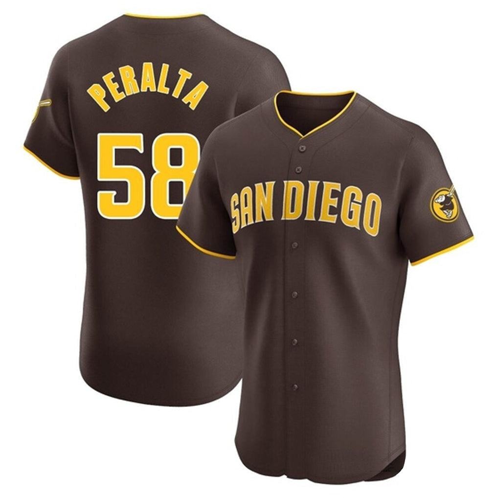 Ndoa S.Diego Padres #58 Wandy Peralta Player Brown Home Limited Elite Stitched Jerseys