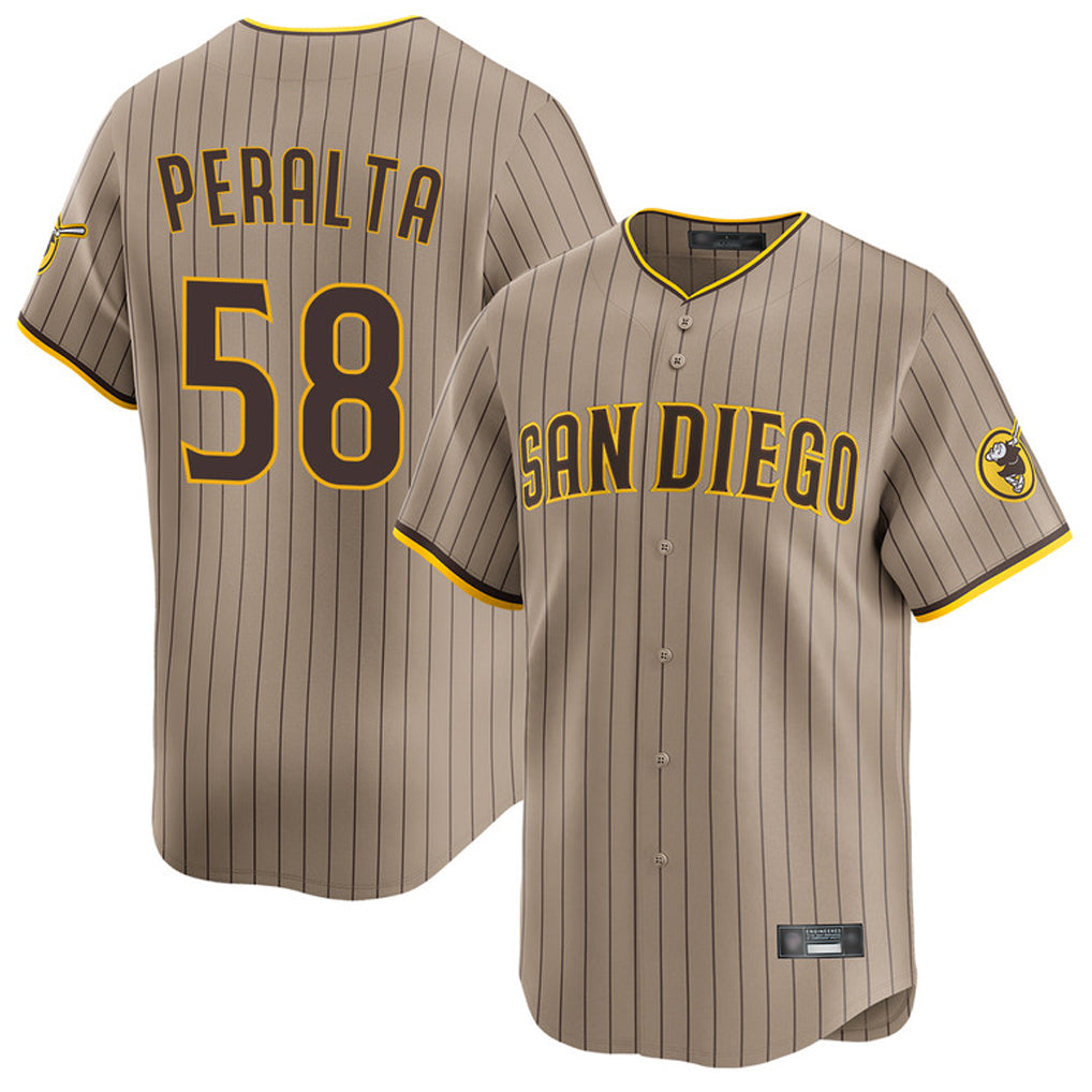 Ndoa S.Diego Padres #58 Wandy Peralta Player Khaki Home Limited Stitched Jerseys