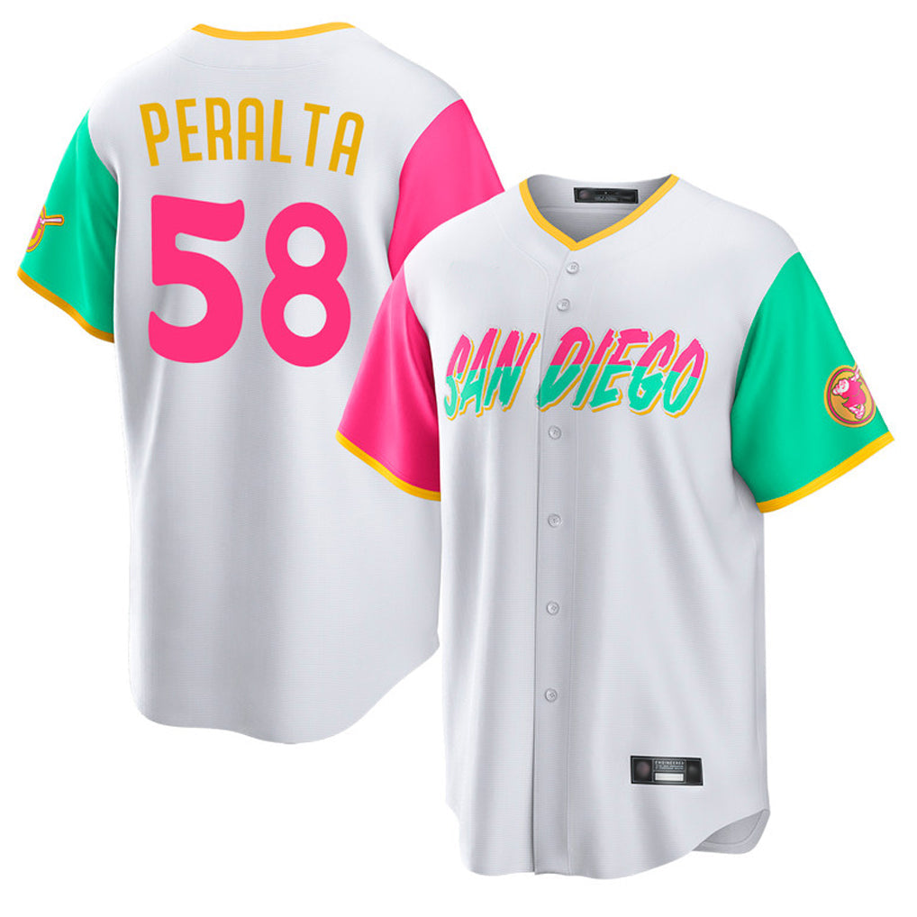 Ndoa S.Diego Padres #58 Wandy Peralta Player White City Connect Home Game Stitched Jerseys