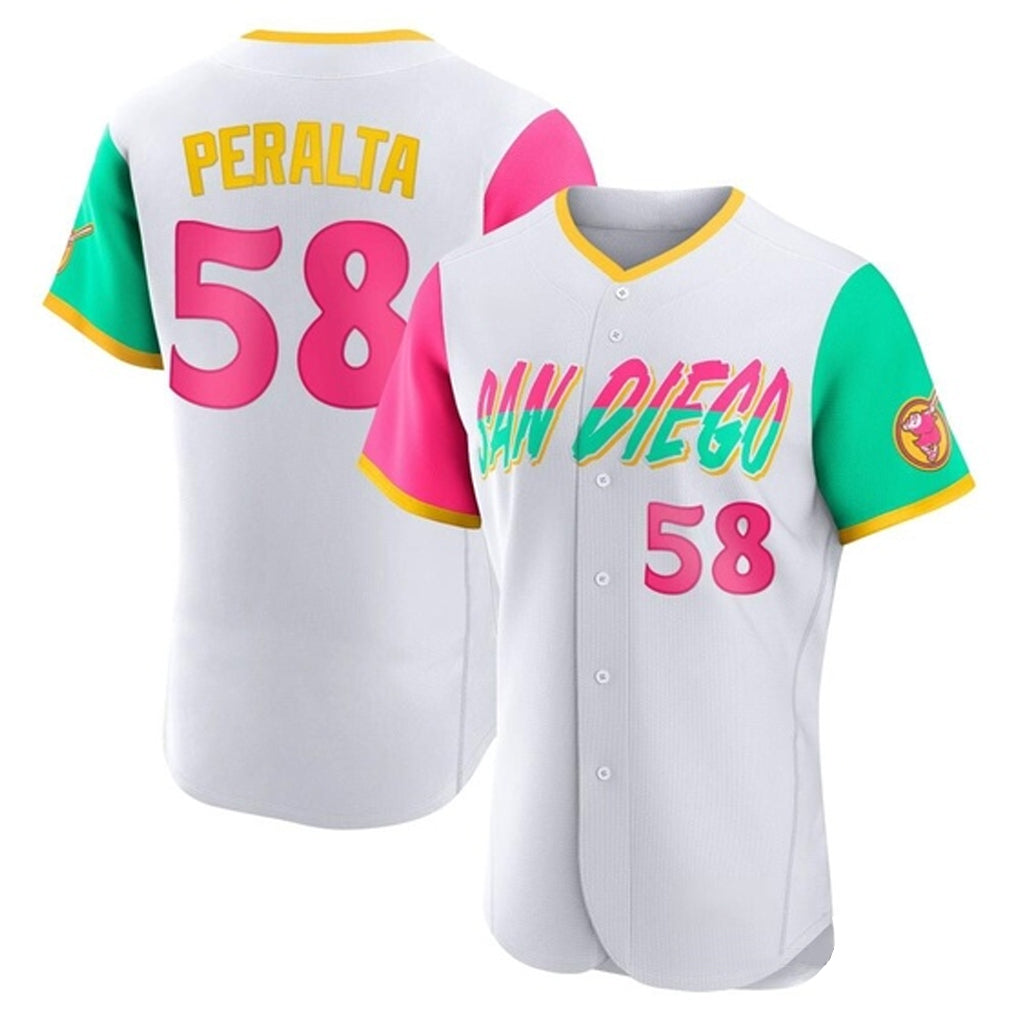 Ndoa S.Diego Padres #58 Wandy Peralta Player White City Connect Home Limited Elite Stitched Jerseys