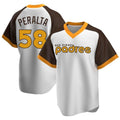 Ndoa S.Diego Padres #58 Wandy Peralta Player White Home Cooperstown Collection Replica Game Stitched Jerseys