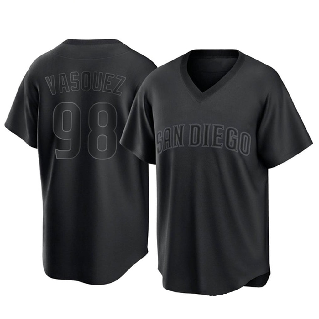 Ndoa S.Diego Padres #98 Randy Vasquez Player Black Pitch Fashion Game T-shirt Stitched Jerseys