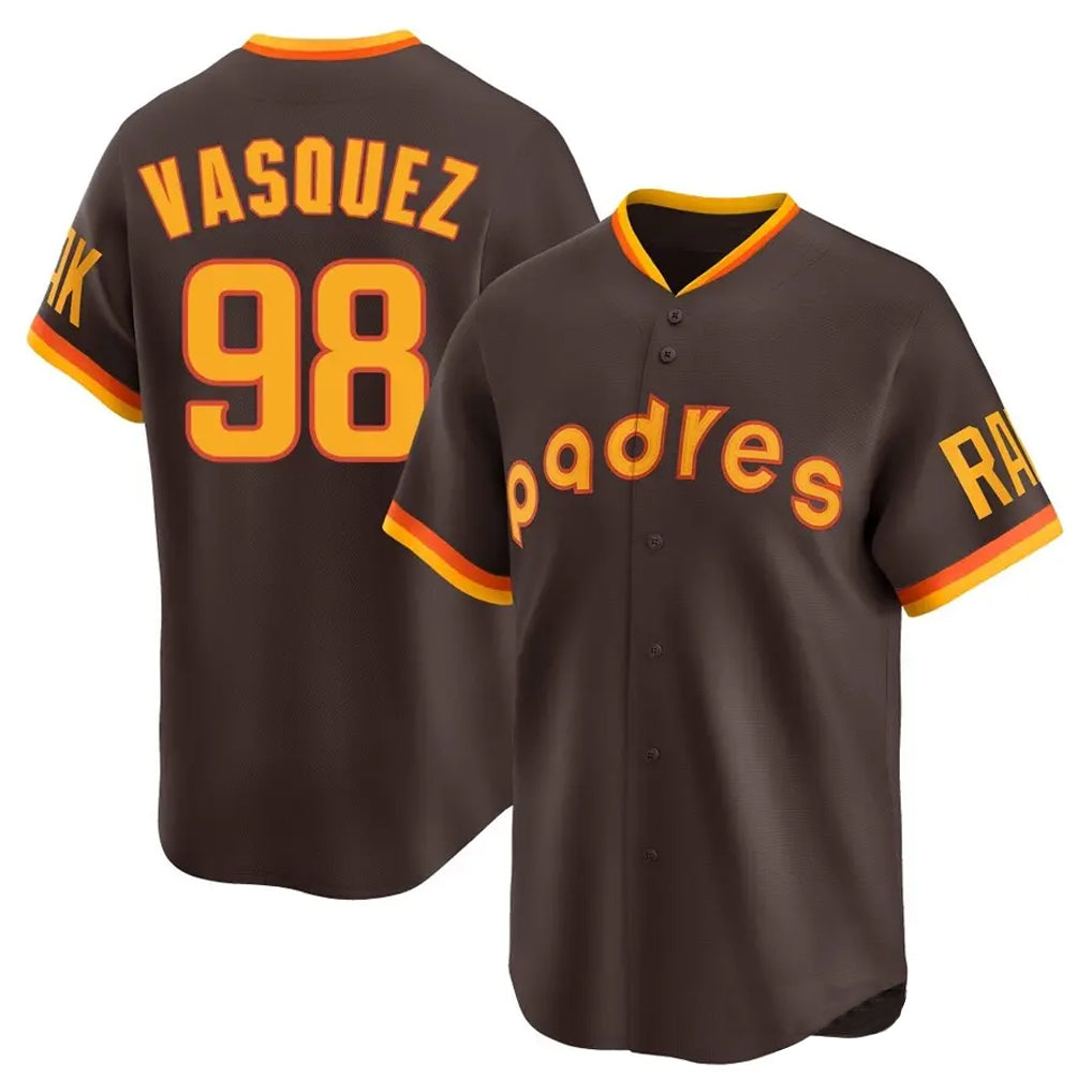 Ndoa S.Diego Padres #98 Randy Vasquez Player Brown Home Cooperstown Collection Replica Game Stitched Jerseys
