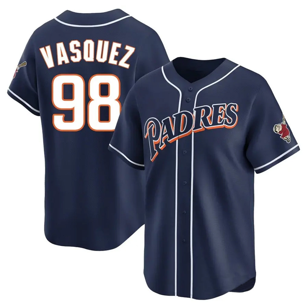 Ndoa S.Diego Padres #98 Randy Vasquez Player Navy Cooperstown Collection Limited Home Stitched Jerseys