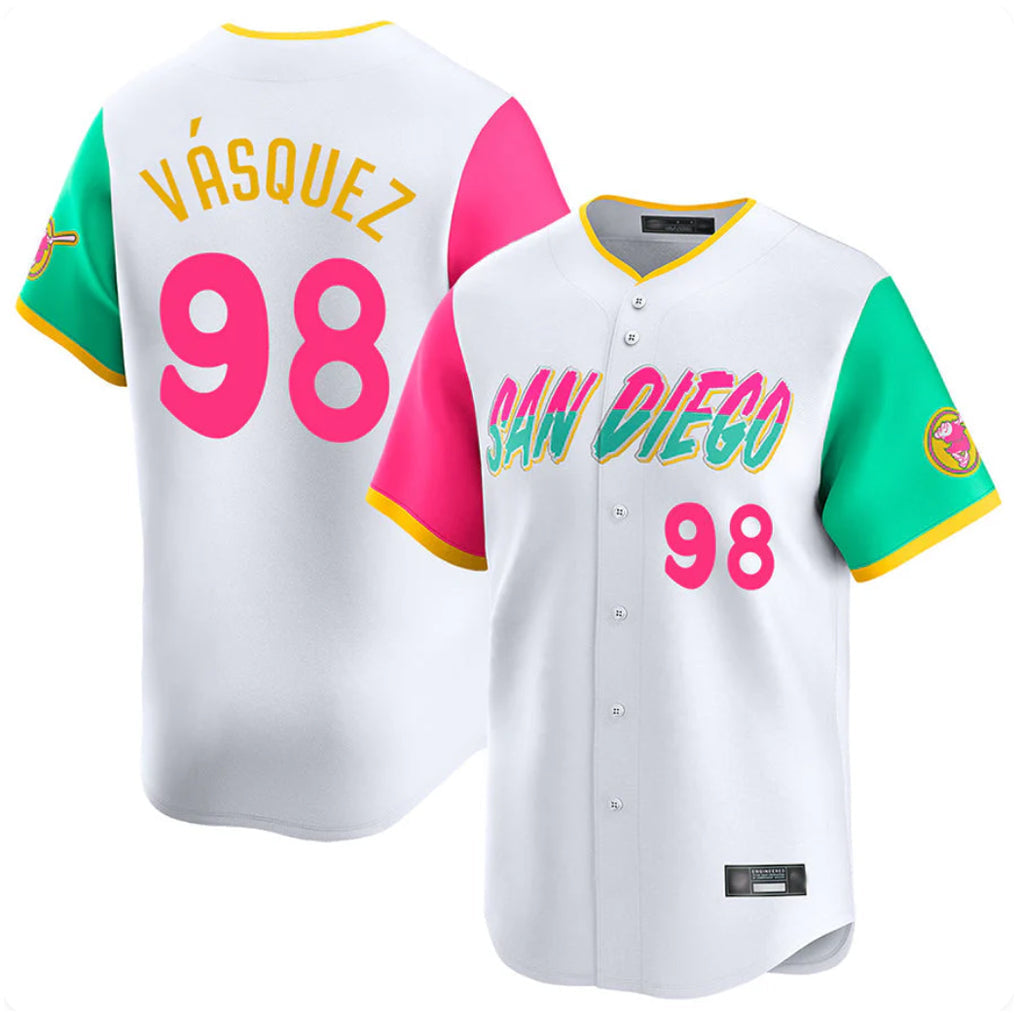 Ndoa S.Diego Padres #98 Randy Vasquez Player White City Connect Home Limited Stitched Jerseys