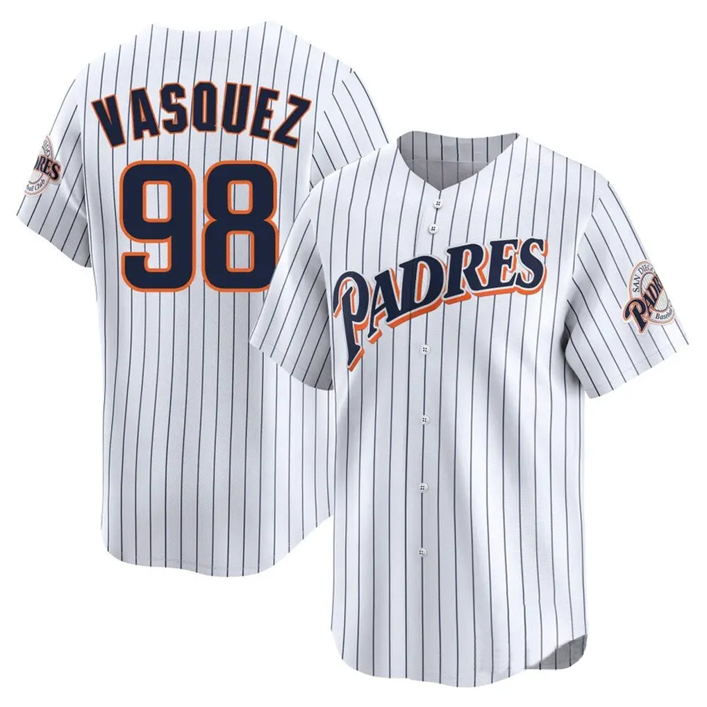 Ndoa S.Diego Padres #98 Randy Vasquez Player White Cooperstown Collection Limited Home Stitched Jerseys