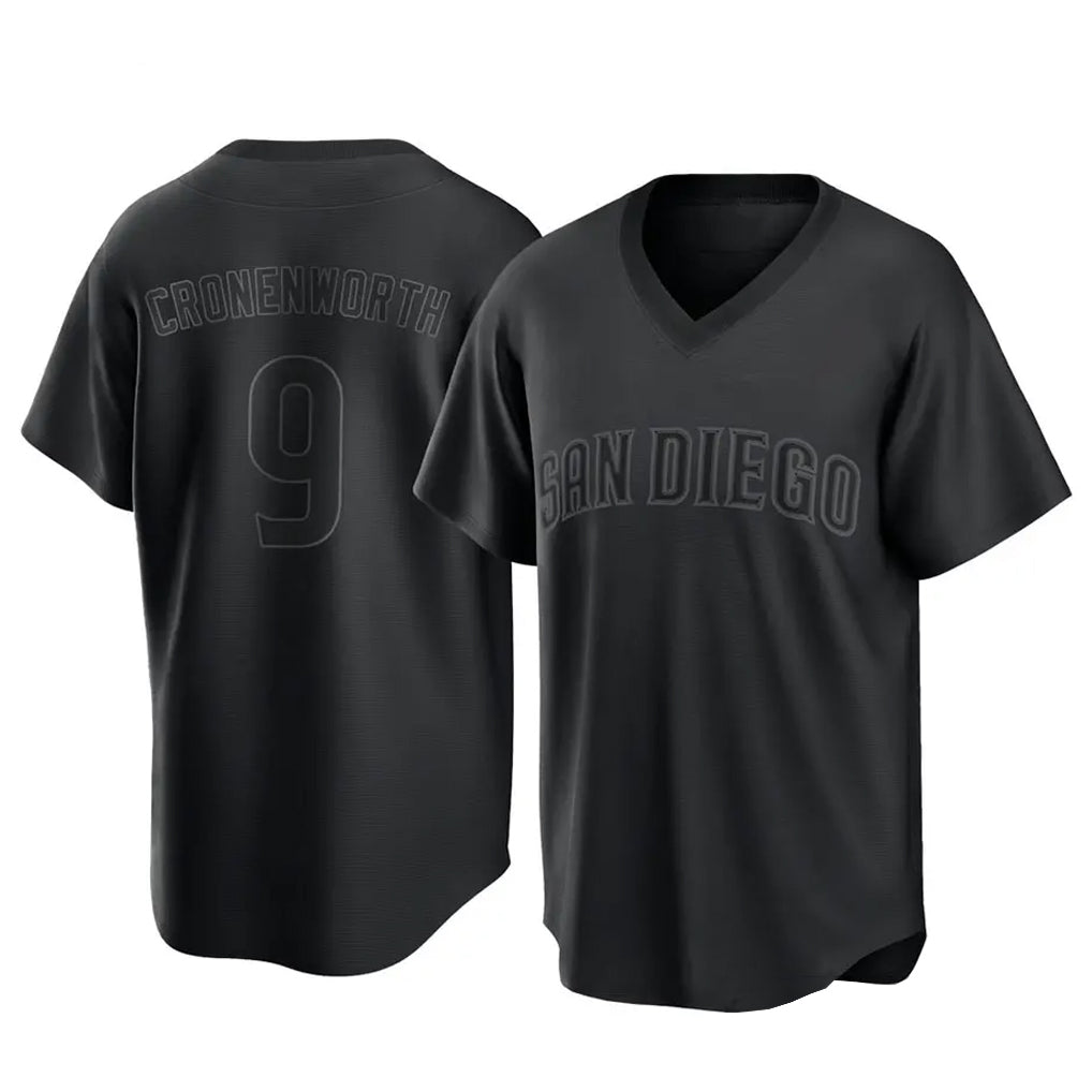Ndoa S.Diego Padres #9 Jake Cronenworth Player Black Pitch Fashion Game T-shirt Stitched Jerseys