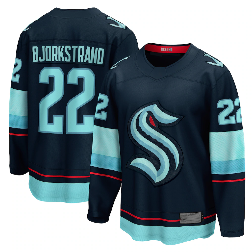 Ndoa S.Kraken #22 Oliver Bjorkstrand Deep Sea Blue Home Breakaway Player Jerseys
