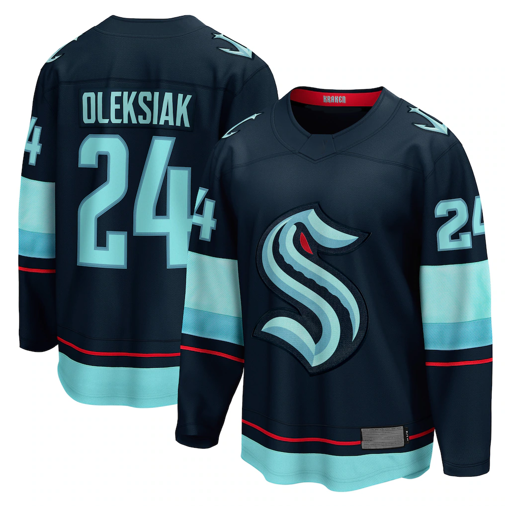Ndoa S.Kraken #24 Jamie Oleksiak Deep Sea Blue Home Breakaway Player Jerseys