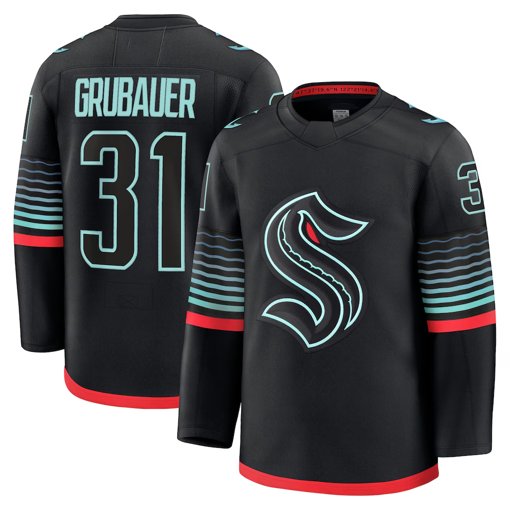 Ndoa S.Kraken #31 Philipp Grubauer Black Alternate Premium Player Jerseys