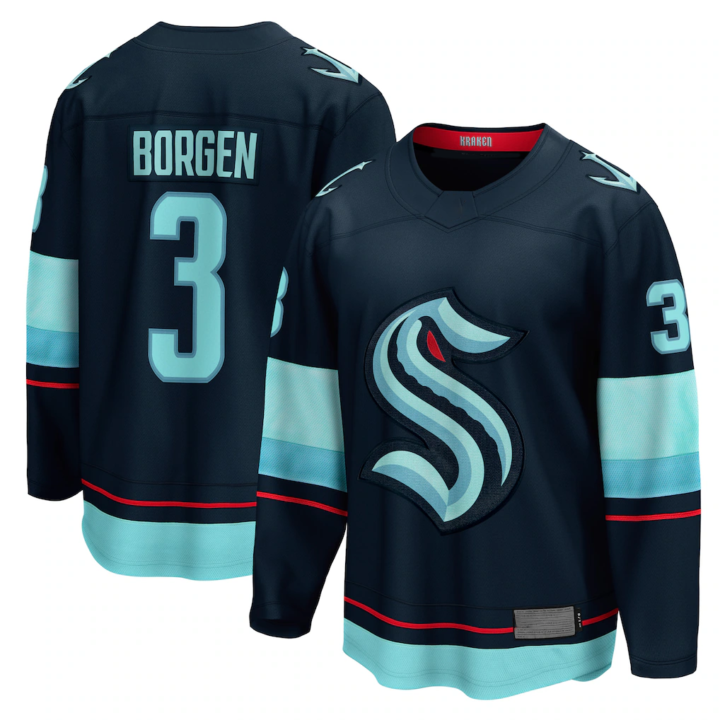 Ndoa S.Kraken #3 Will Borgen Deep Sea Blue Home Breakaway Player Jerseys